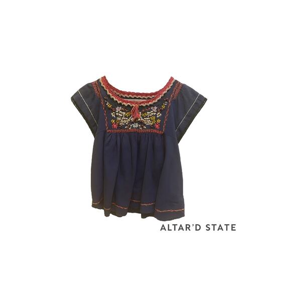 Altar’d State Indigo Blue Boho Top Sz. L - Picture 3 of 6